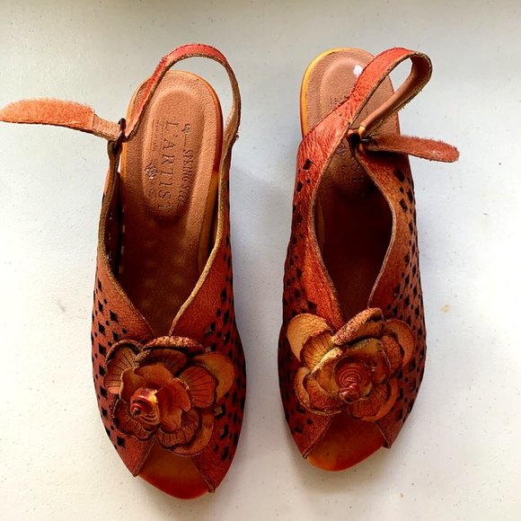 Brand new L'Artiste open toe genuine leather heel slingbacks US size 7 EUR 37 - Picture 3 of 8